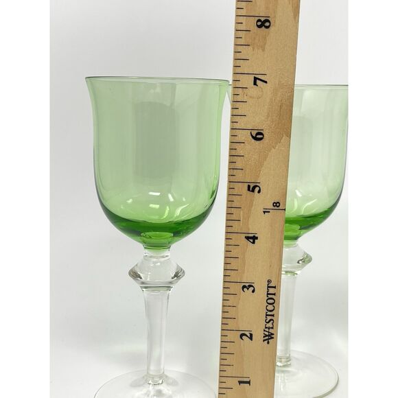 Denby Crystal Aurora Winterberry Green Wine Water Goblets Glasses 7” Set Of 4 - Picture 2 of 4